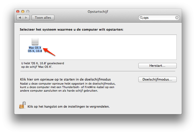 Opstartschijf OS X Mountain Lion