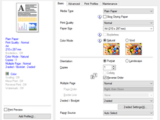 Printing preferences basic