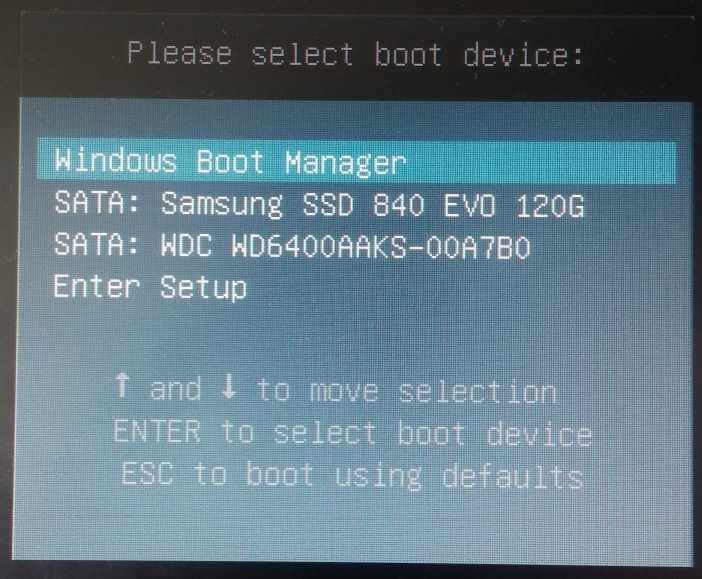 Boot menu Boot menu