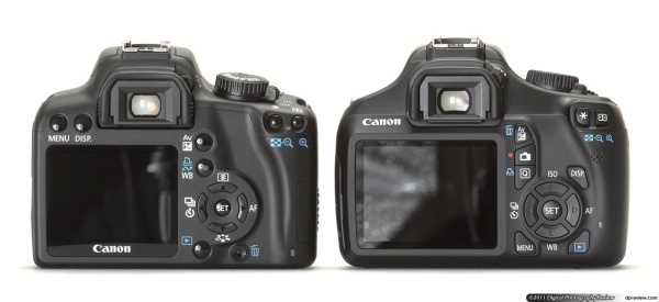 Canon EOS 1100D en 1000D side-by-side back Canon EOS 1100D en 1000D side-by-side back