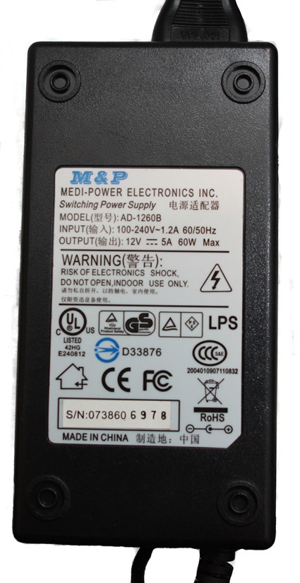Meegeleverde 12V voeding Meegeleverde 12V voeding