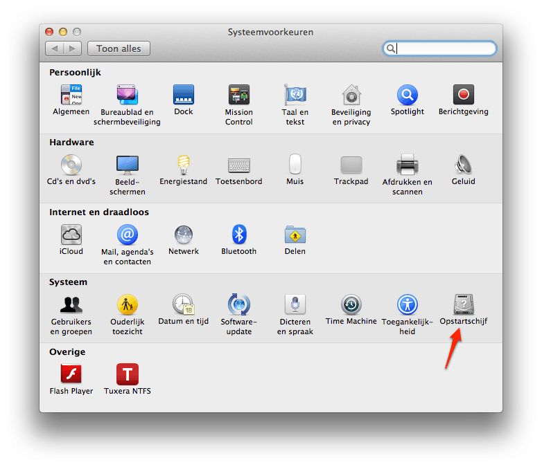 Systeemvoorkeuren OS X Mountain Lion