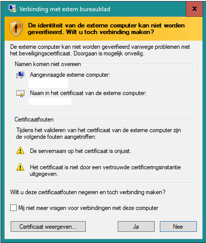 RDP not valid