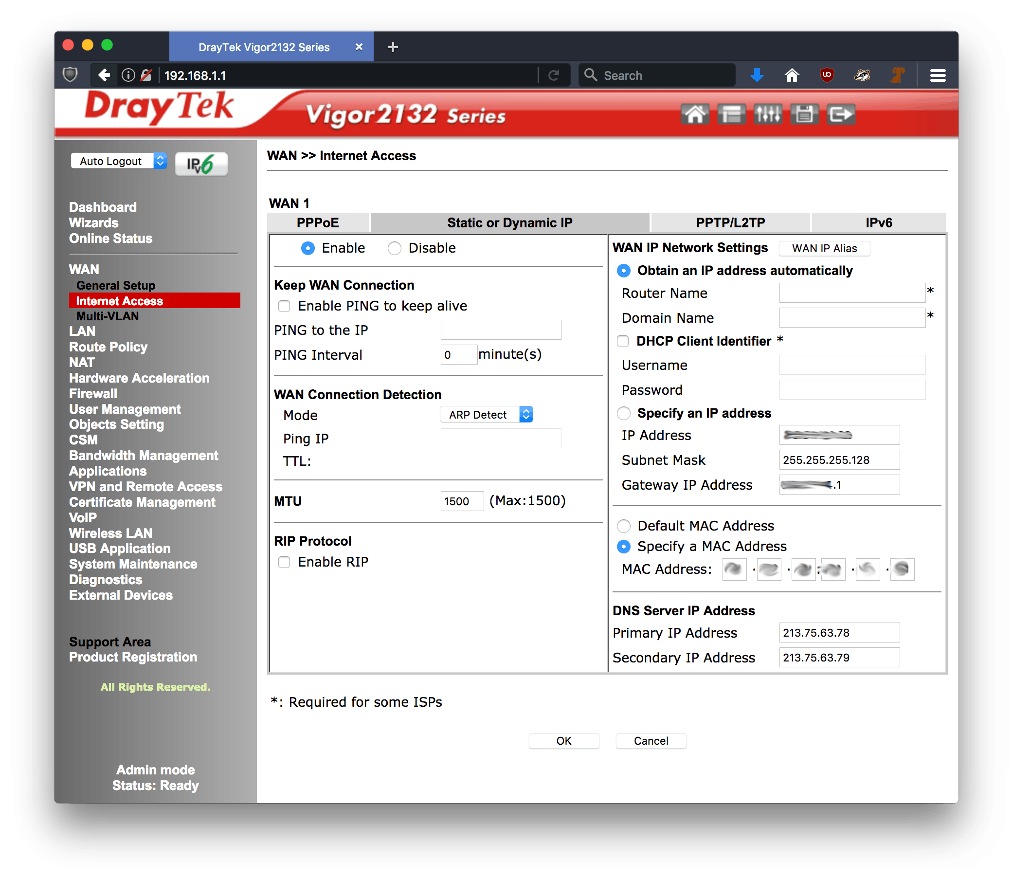 Draytek Vigor 2132FVn setup 4 voor Telfort of Ons(Brabant)Net Draytek Vigor 2132FVn setup 4 voor Telfort of Ons(Brabant)Net