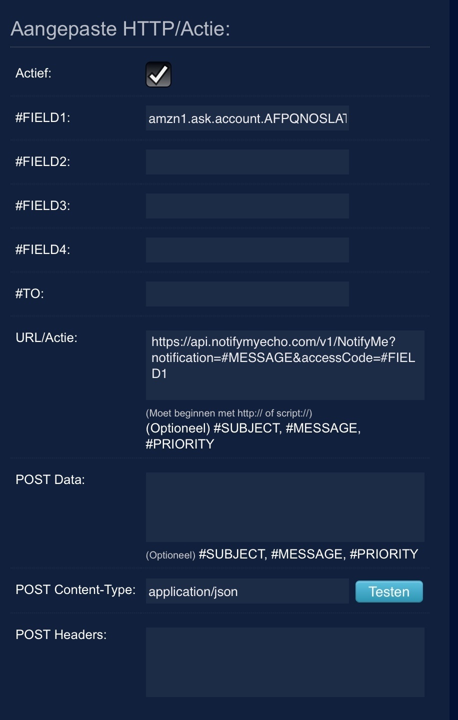 Notificatie Domoticz