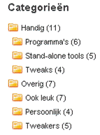 Weblog sidebar categorieën