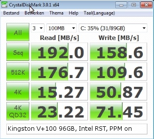 Kingston V+100 96GB, Intel RST, PPM on