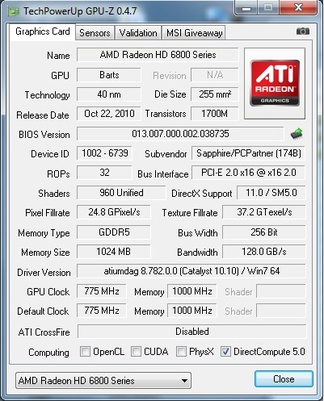 GPU-Z Stock 775/1000