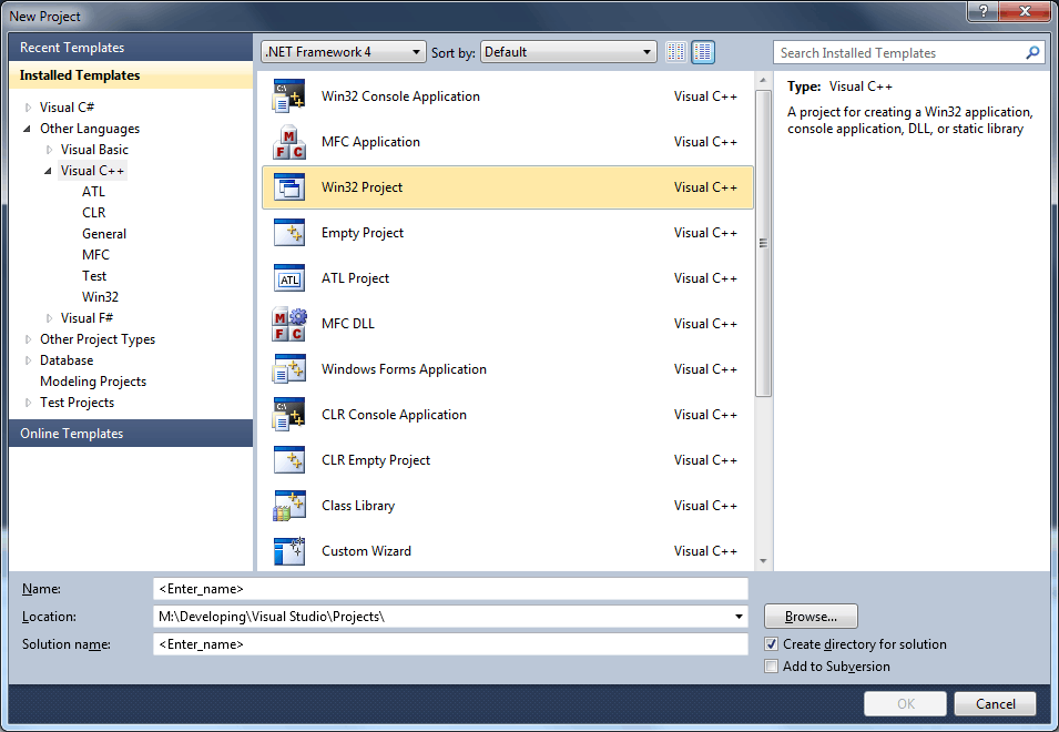 Visual Studio 2010 - Project aanmaken