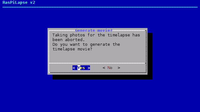 RasPiLapse v2: asking to generate movie