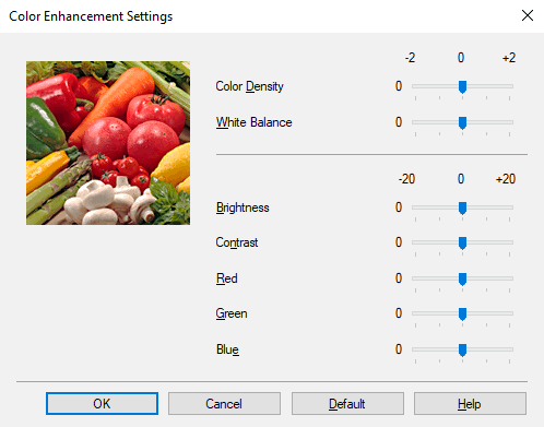 Color enhancement settings