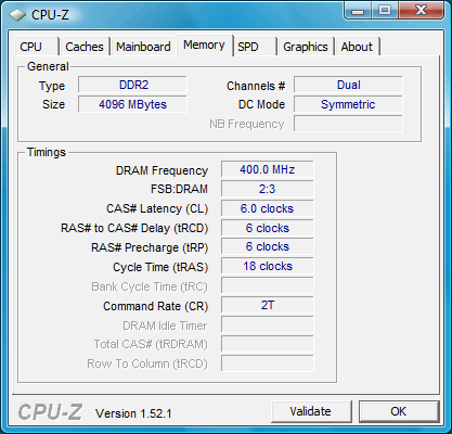 Screenshot CPU-Z - 4GB @ 800MHz