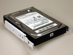 Bovenzijde drive tray met hard disc