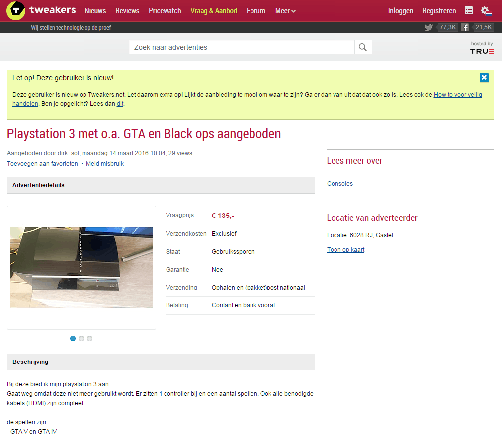 Notificatiebanner nieuwe gebruiker