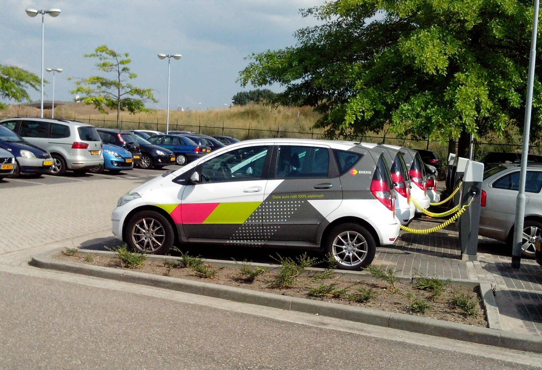Rijtje elektrische auto's