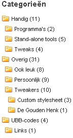 Tweakblog categorieën