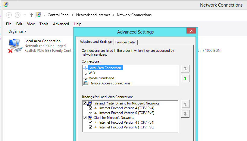 advanced settings LAN priority