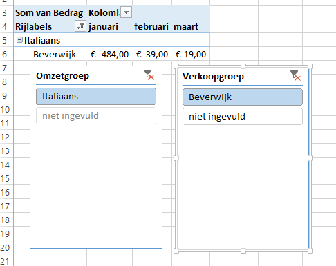 draaitabel met slicers