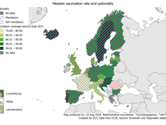 Kaart mazelenvaccinatiedekkingsgraad en verplichting