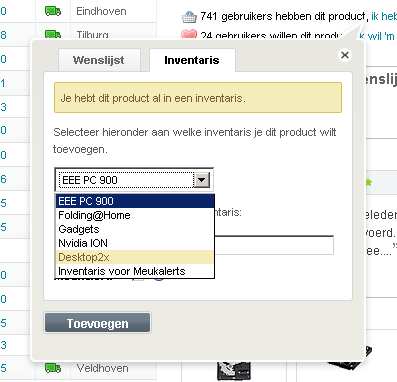Product al in inventaris weergave Product al in inventaris weergave