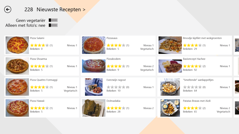 Screenshot mainpage Recipe4share
