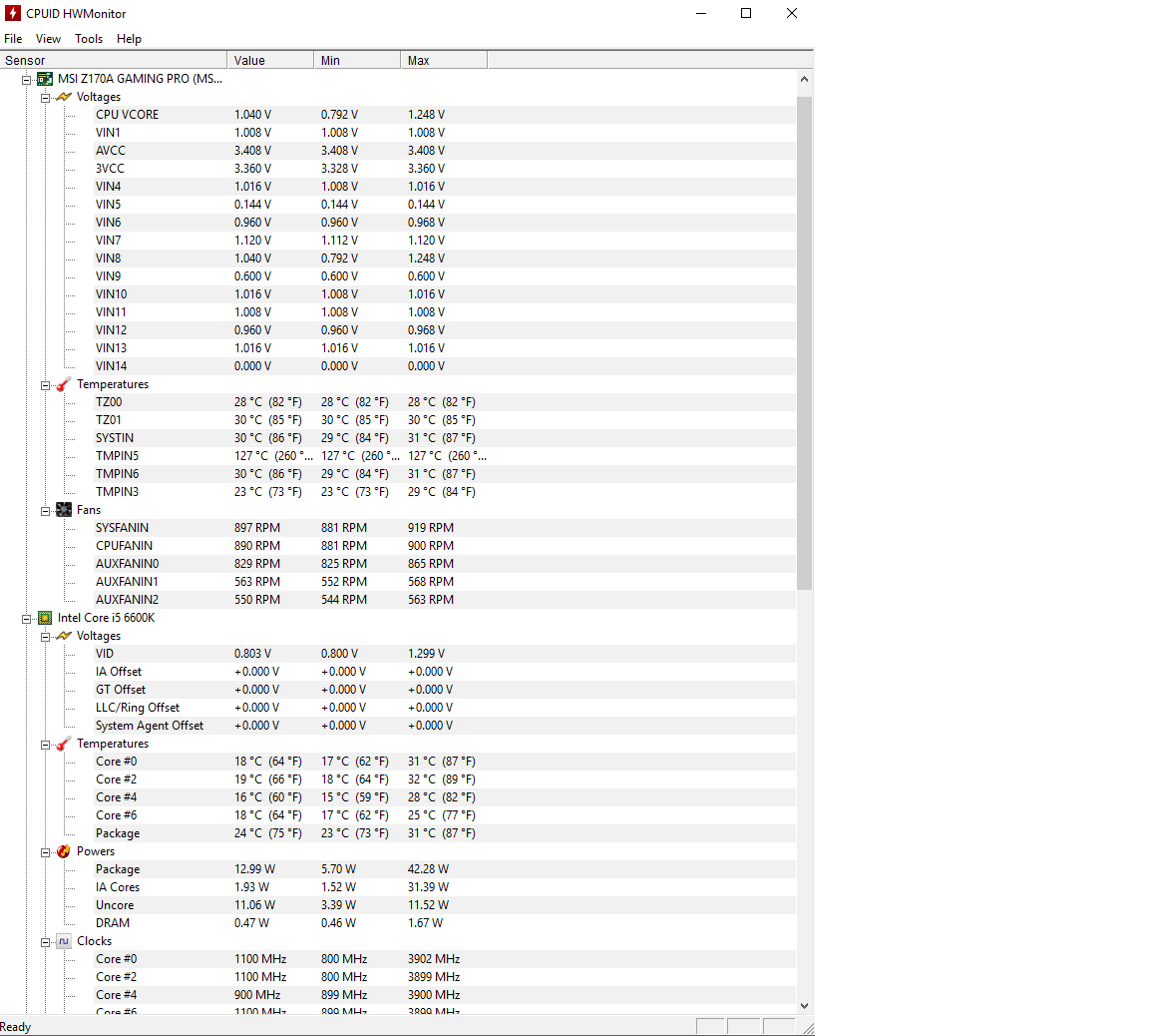 Temperatuur moederbord