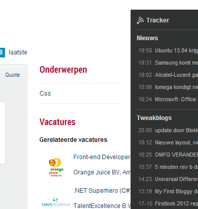 Tracker over vacatures