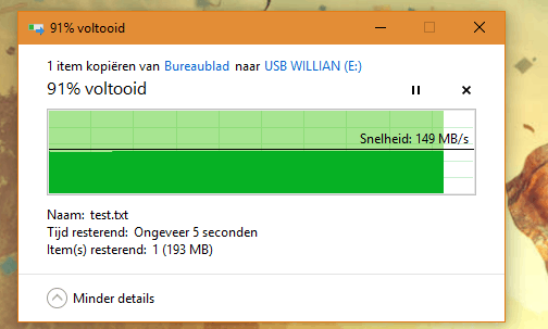 Schrijf snelheid van computer naar USB