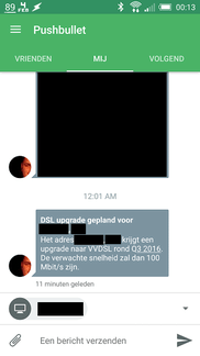Pushbericht ADSL upgrade checker in Android app