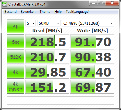 OCZ Vertex 2 120GB, CDM3.0, verse Win7 erop