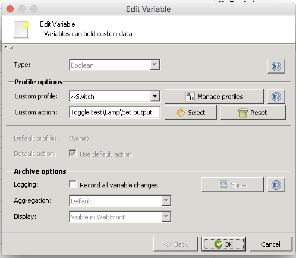 Toggle test: variabele