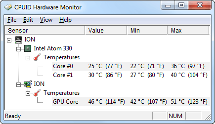 HWMonitor temperaturen (Idle - Nacht - Load)