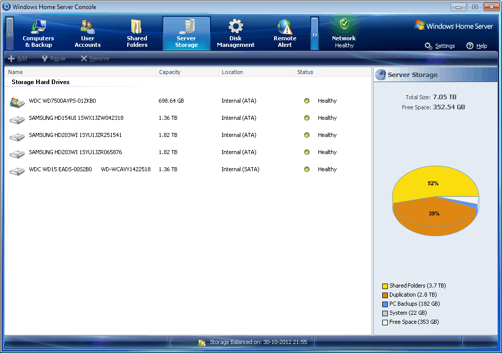 WHSv1 Storage
