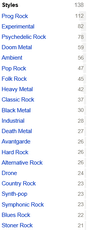 Discogs genres