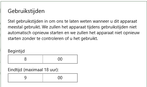 Gebruikstijden Gebruikstijden