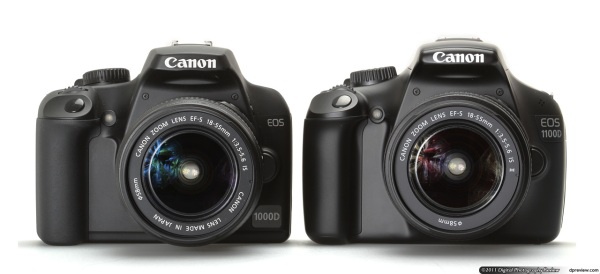 Canon EOS 1100D en 1000D side-by-side front Canon EOS 1100D en 1000D side-by-side front