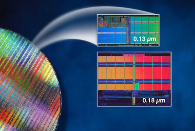 A comparison of an Intel flash memory 32-Mbit die at 0.13- and 0.18 -micron process technology