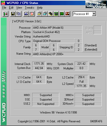 221MHz FSB op Epox 8KHA+