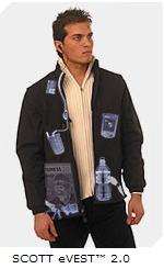 Scott E-Vest 2.0 met X-ray weergave van opbergmogelijkheden
