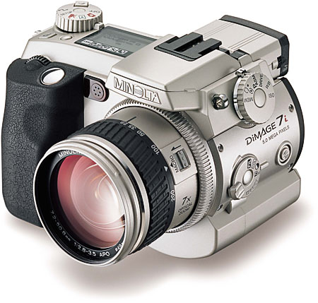 Minolta Dimage 7i voor/boven/zijkant