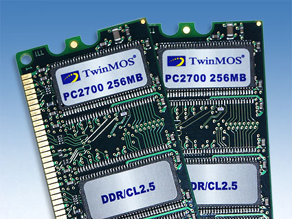 Tbred review: 2x 256MB TwinMOS PC2700 DDR SDRAM modules