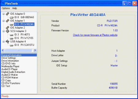 PlexTools screenshot