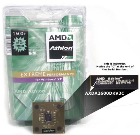 Incorrect gelabelde XP 2600+ Boxed