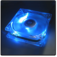 Casefan met blauwe LED'jes, behorende bij ThermalTake SubZero4G
