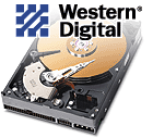 Western Digital logo met harde schijf