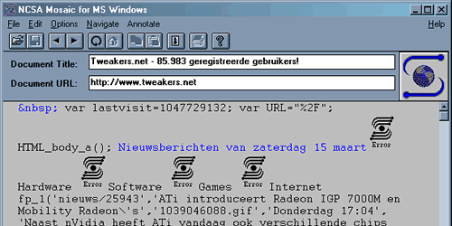 NCSA Mosaic presenteert T.net