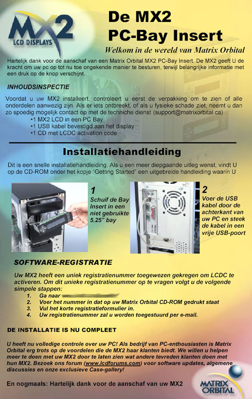 Matrix Orbital MX202 review - installatiehandleiding