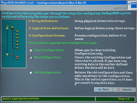 LSI Logic MegaRAID SATA 150-4 - Configuration wizard