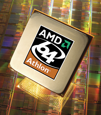 AMD Athlon 64 processor (wafer background, groot) AMD Athlon 64 processor (wafer background, groot)