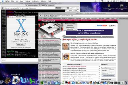 MacOS X 10.2.8 op een Apple Titanium PowerBook G4 (klein)